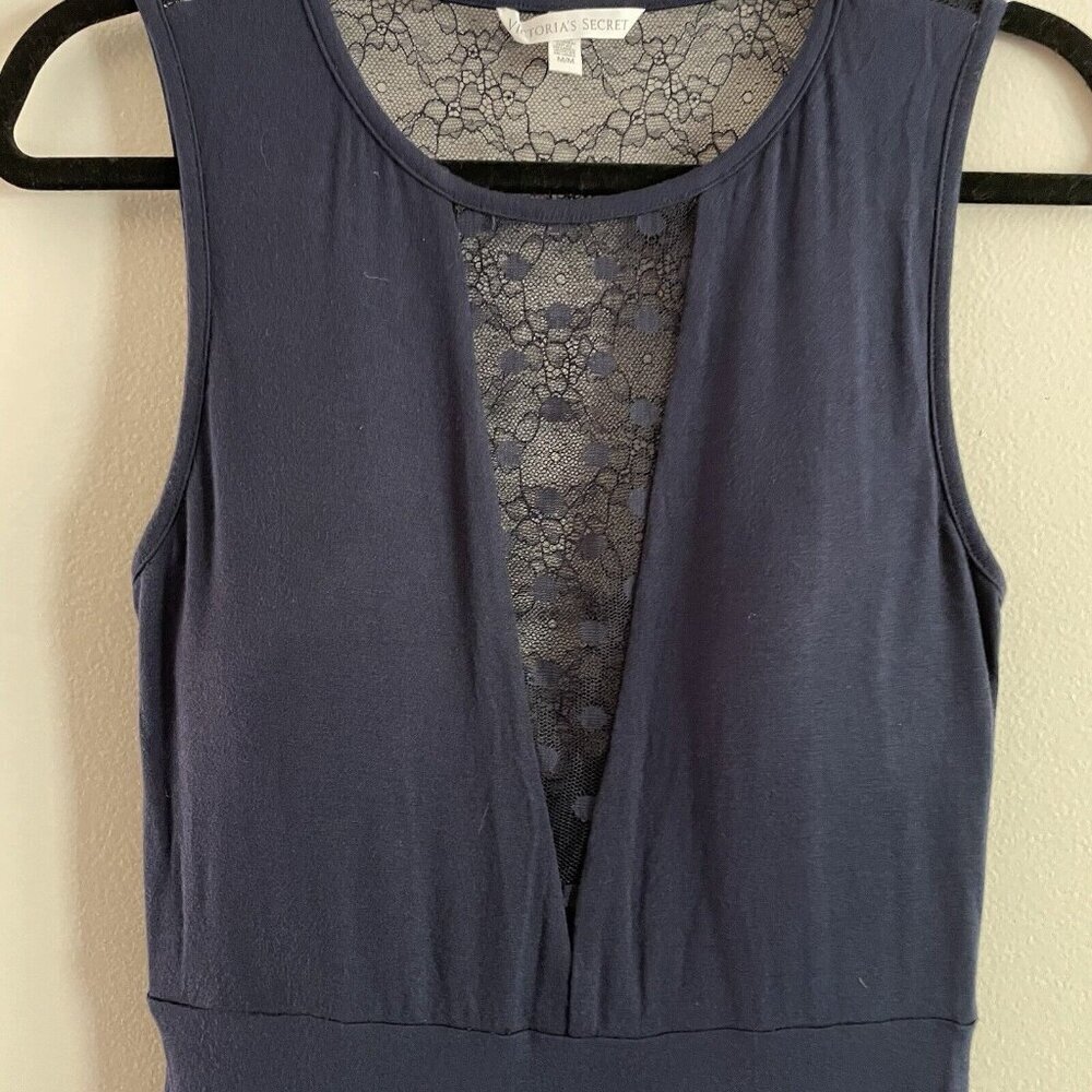 Victoria’s Secret Wmn M Navy Blue Sleeveless Lacy Top Padded Fit & Flare Dress - Picture 4 of 10